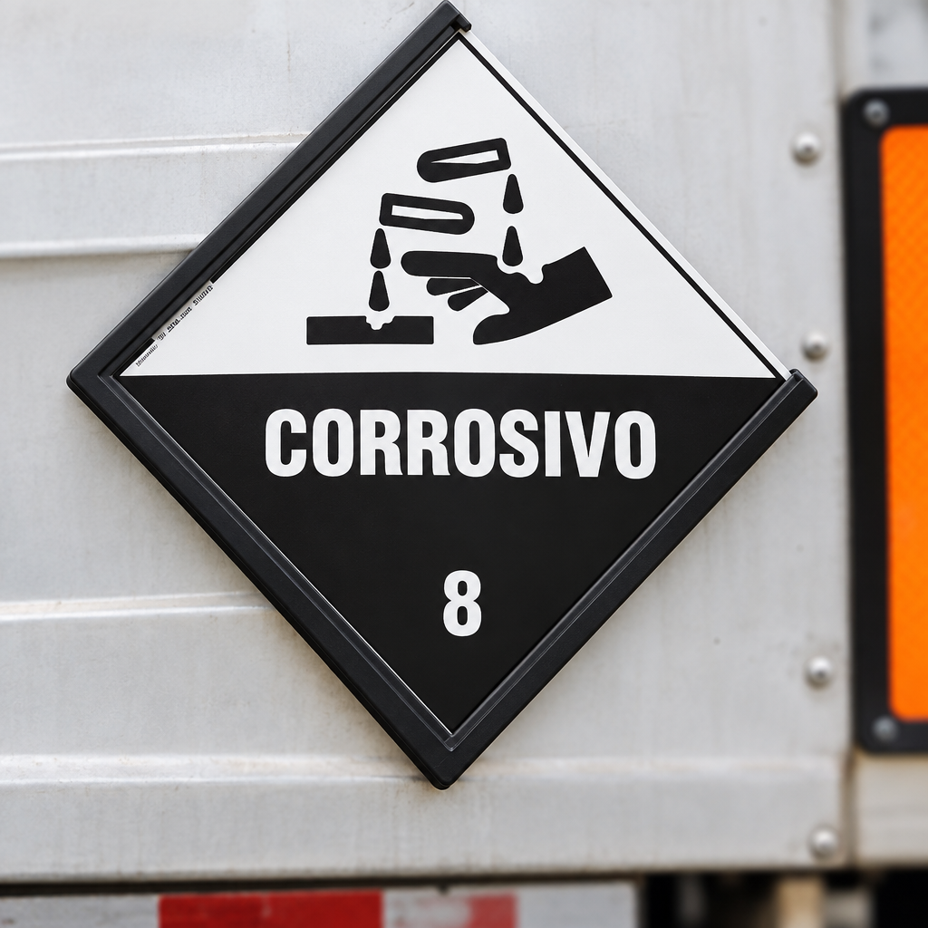 Placa Rótulo de Risco Classe 8 (Substâncias Corrosivas)