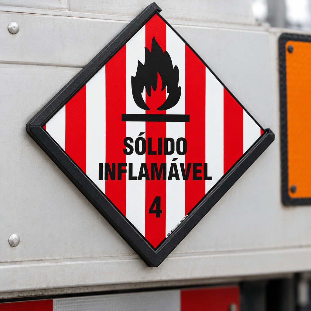 Placa Rótulo de Risco Classe 4 (Sólidos Inflamáveis)