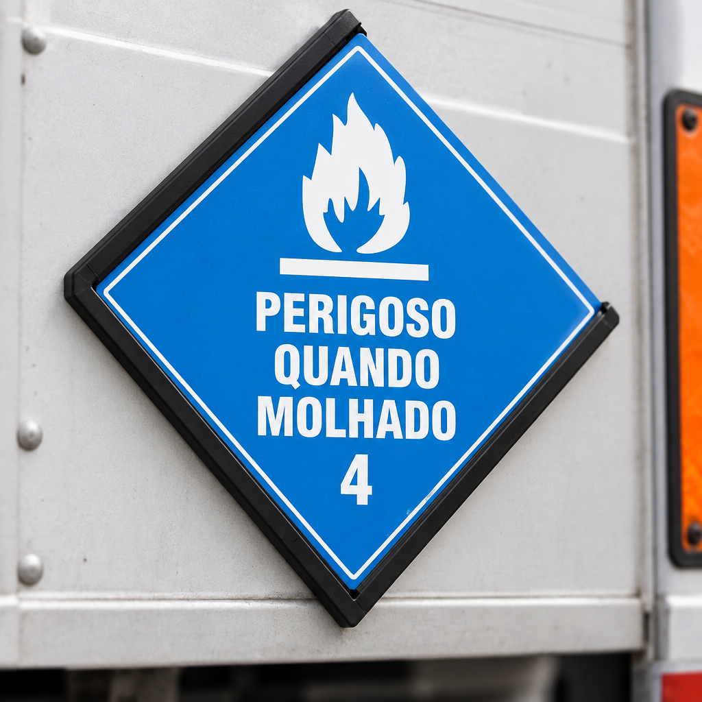 Placa Rótulo de Risco Classe 4 (Perigoso Quando Molhado)