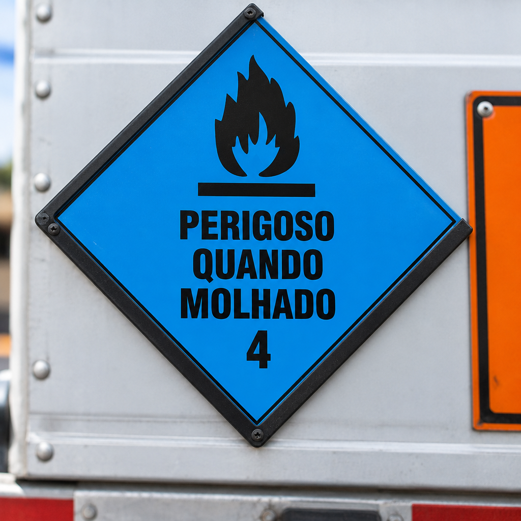 Placa Rótulo de Risco Classe 4 (Perigoso Quando Molhado)