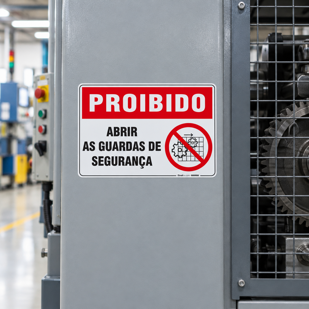 Placa Proibido - Abrir as Guardas de Segurança
