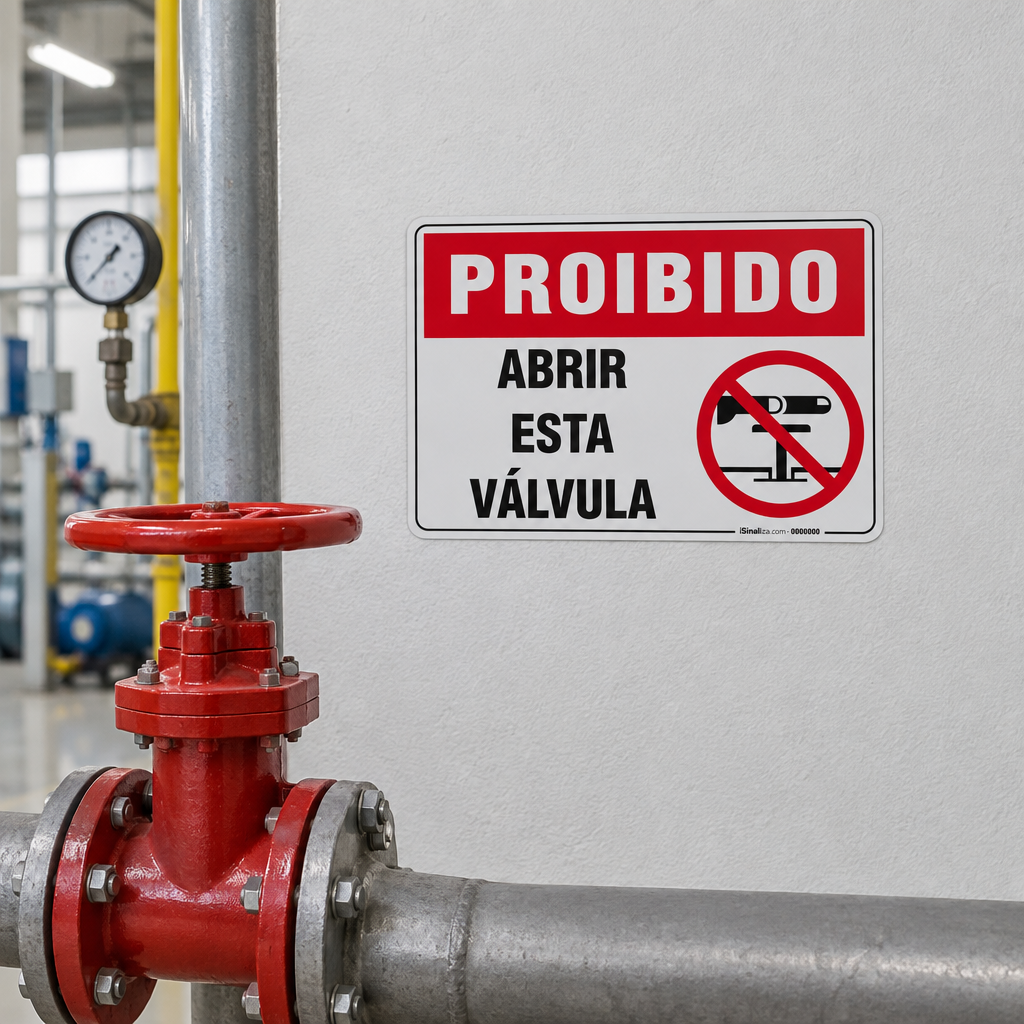 Placa Proibido - Abrir Esta Válvula