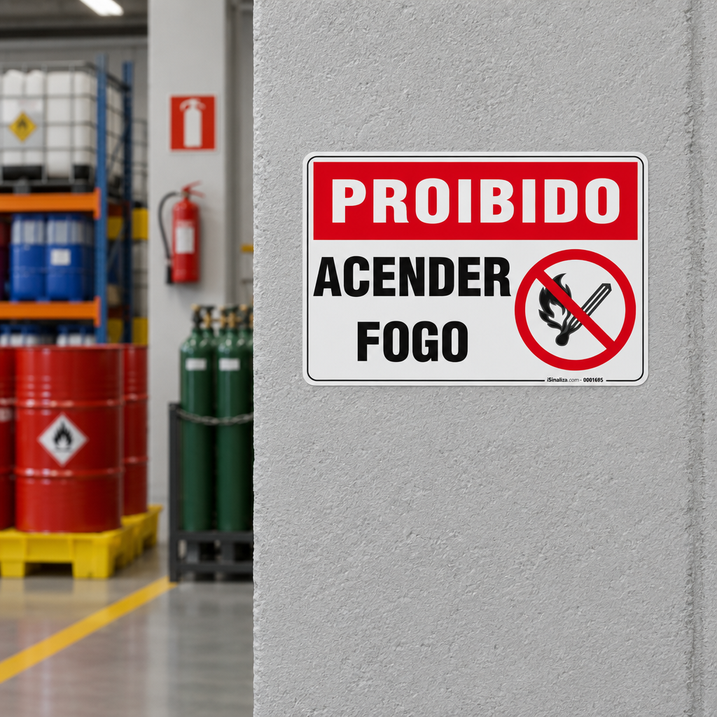 Placa Proibido - Acender Fogo