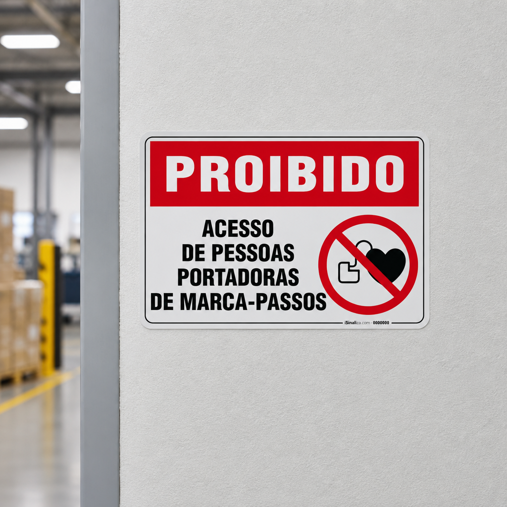 Placa Proibido - Acesso de Pessoas Portadoras de Marca-Passos