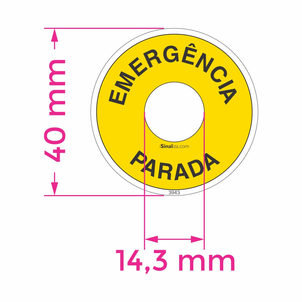 Etiqueta de Segurança "Borda de Parada de Emergência" - (Embalagem com 10 unidades)