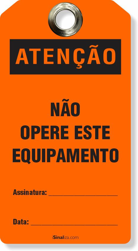 Etiqueta de Bloqueio LOTO "Atenção: Não Opere Este Equipamento" (Embalagem com 14 unidades)
