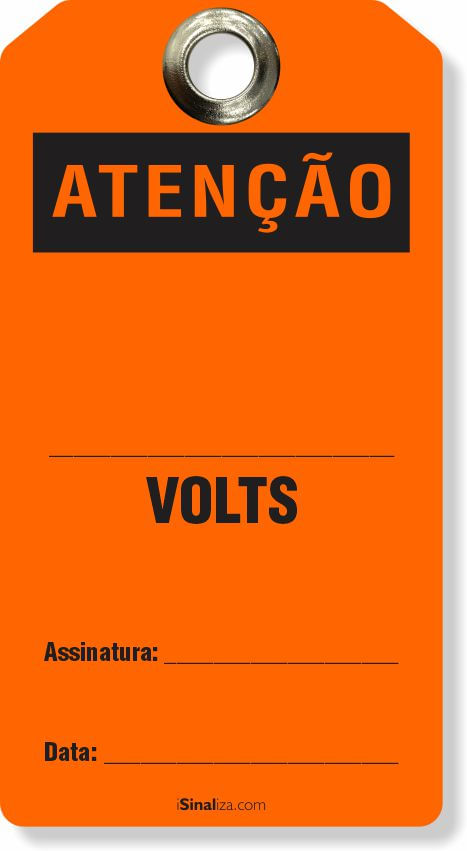 Etiqueta de Bloqueio LOTO "Atenção: Volts" (Embalagem com 14 unidades)