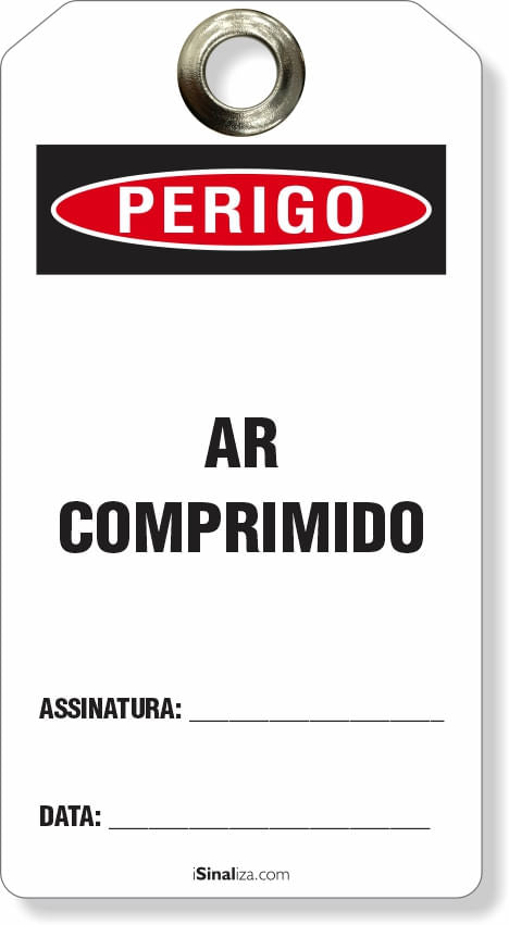 Etiqueta de Bloqueio LOTO "Perigo: Ar Comprimido" (Embalagem com 14 unidades)