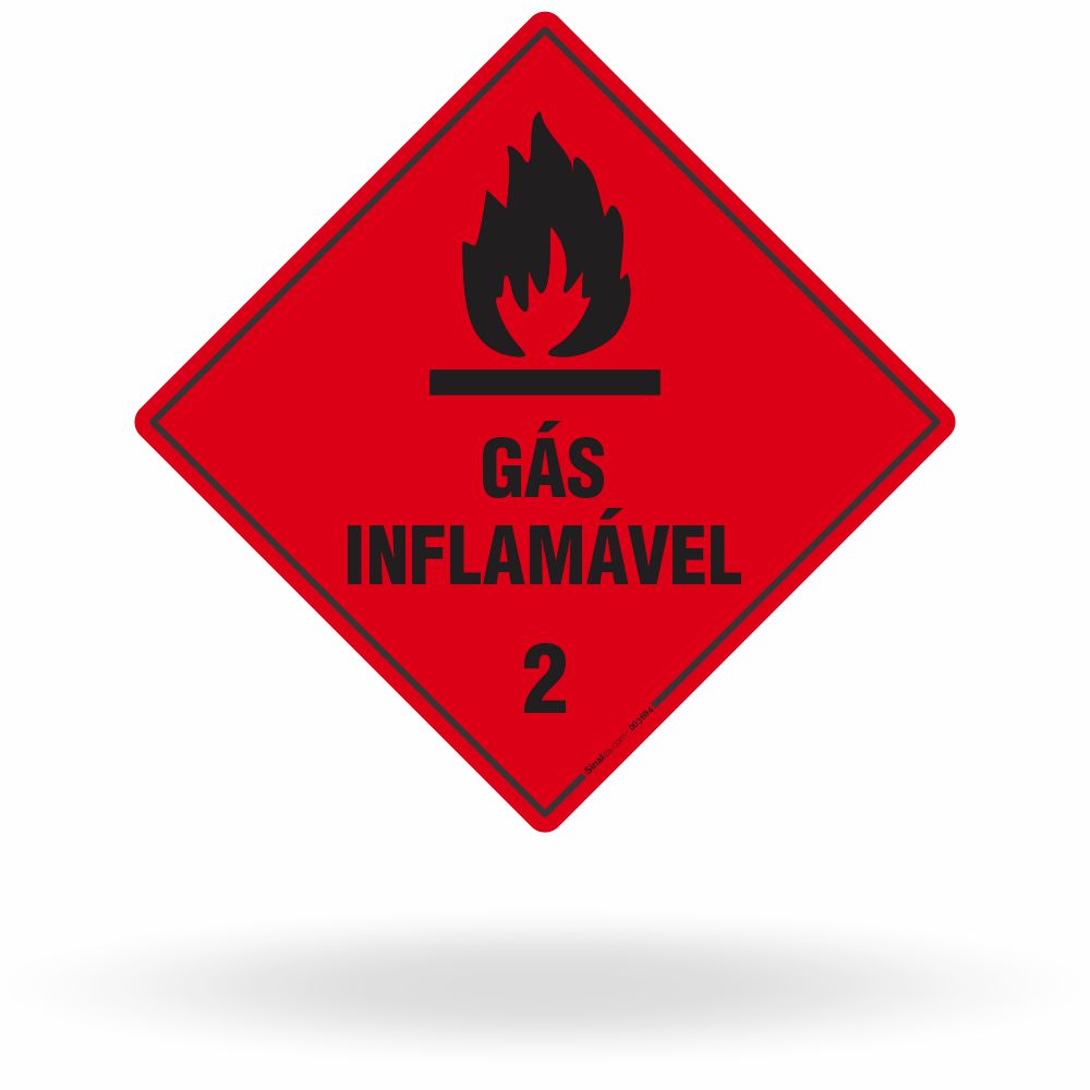 Placa Rótulo de Risco - Classe 2 - Gás Inflamável - 30x30 cm