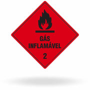 Placa Rótulo de Risco - Classe 2 - Gás Inflamável - 30x30 cm