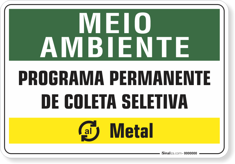 Placa Meio Ambiente Programa Permanente De Coleta Seletiva Metal