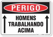 Placa Perigo Homens Trabalhando Acima