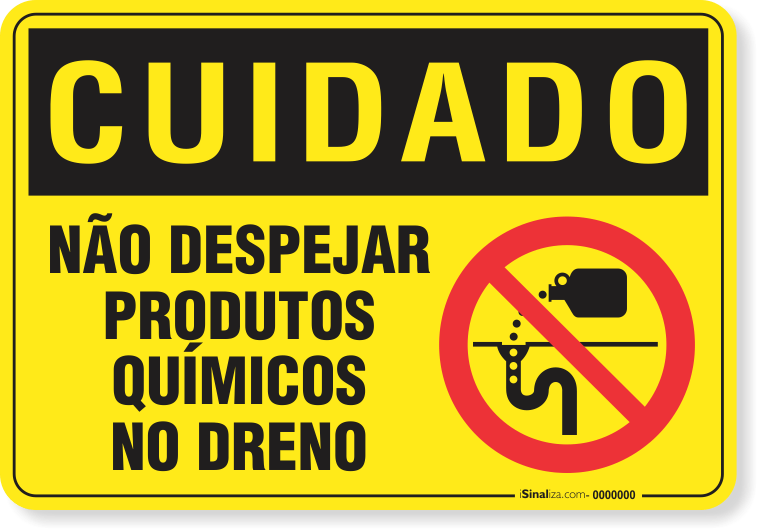 Placa Cuidado  Não Despejar Produtos Químicos No Dreno S1