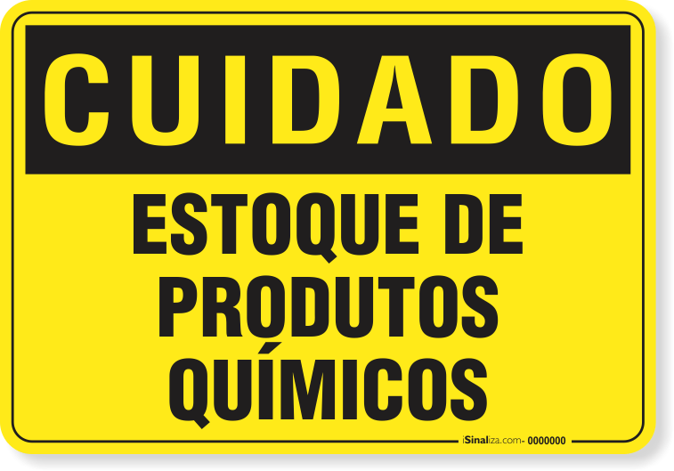 Placa Cuidado  Estoque De Produtos Químicos