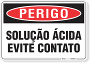 Placa Perigo Solução Ácida Evite Contato