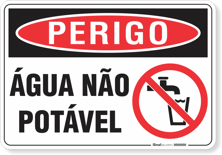 Placa Perigo Água Não Potável