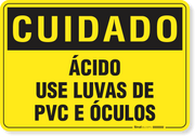 Placa Cuidado  Ácido Use Luvas De Pvc E Óculos