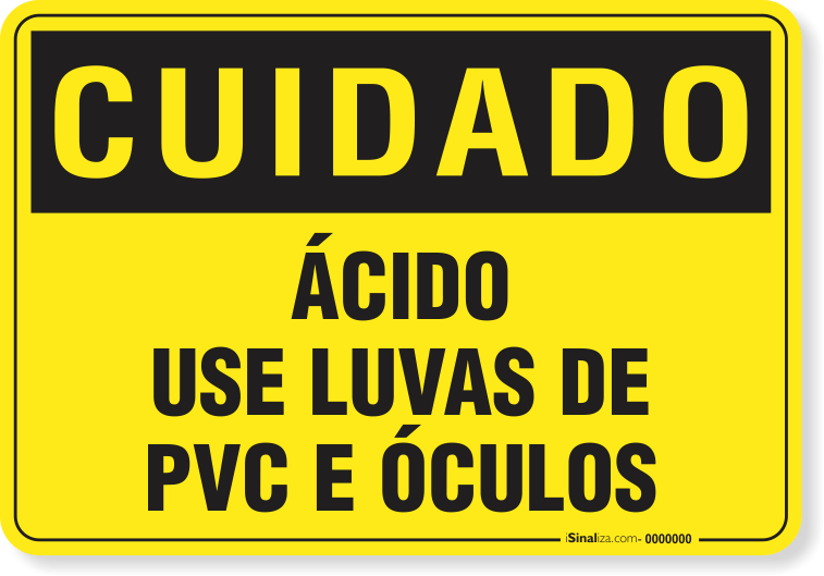 Placa Cuidado  Ácido Use Luvas De Pvc E Óculos
