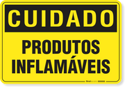 Placa Cuidado  Produtos Inflamáveis