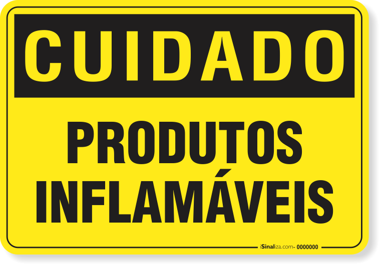 Placa Cuidado  Produtos Inflamáveis