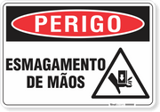 Placa Perigo Esmagamento De Mãos