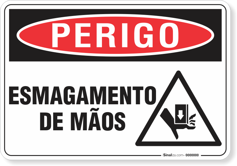 Placa Perigo Esmagamento De Mãos