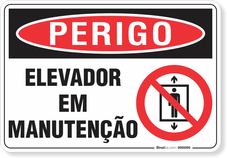 Placa Perigo Elevador Em Manutenção