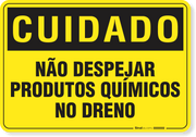 Placa Cuidado  Não Despejar Produtos Químicos No Dreno S2