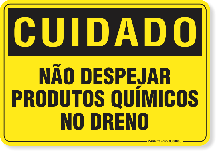 Placa Cuidado  Não Despejar Produtos Químicos No Dreno S2