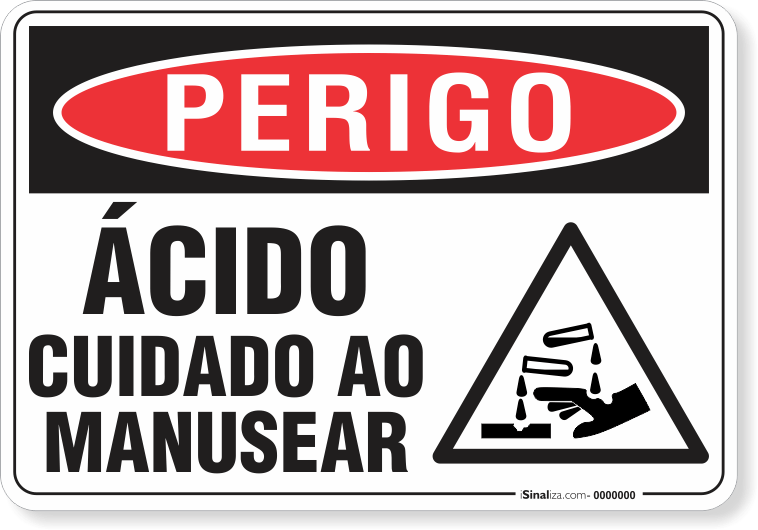 Placa Perigo Ácido Cuidado Ao Manusear