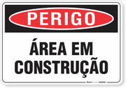 Placa Perigo Área Em Construção