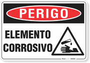 Placa Perigo Elemento Corrosivo