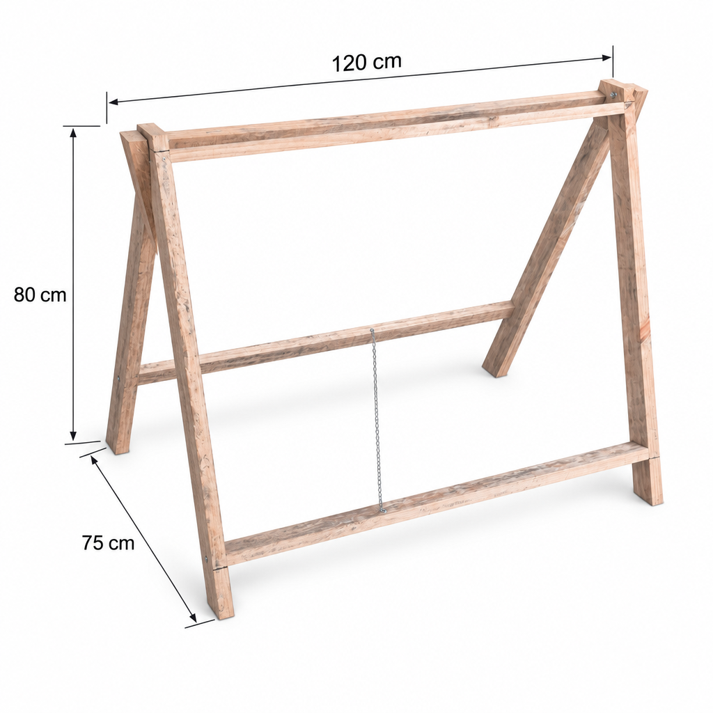 Cavalete de Pinus para Placas de Obras 120x80 cm