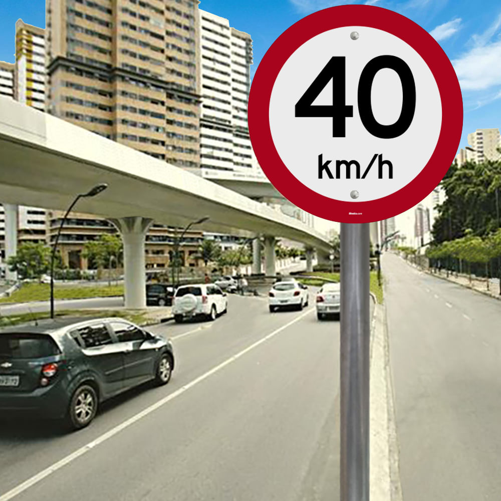 Placa Velocidade Máxima Permitida 40 km/h (R-19)