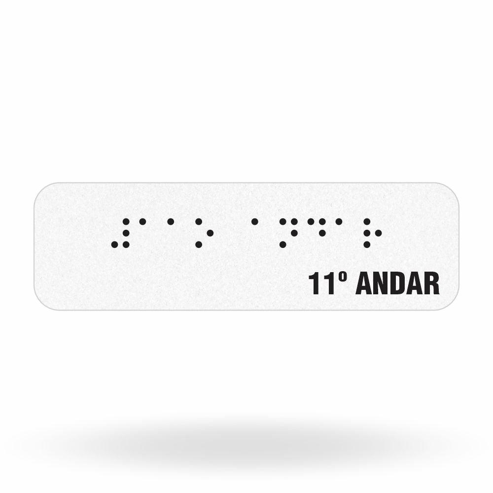 Sinalização Tátil "11º Andar" para Corrimão em Adesivo Refletivo com Braille 10x3 cm