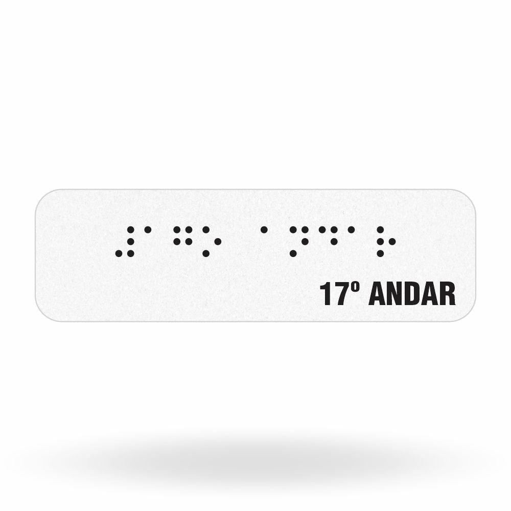 Sinalização Tátil "17º Andar" para Corrimão em Adesivo Refletivo com Braille 10x3 cm