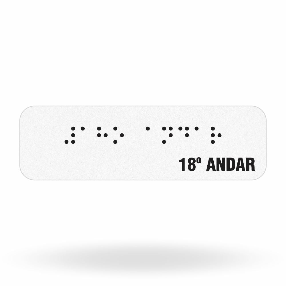 Sinalização Tátil "18º Andar" para Corrimão em Adesivo Refletivo com Braille 10x3 cm
