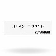 Sinalização Tátil "20º Andar" para Corrimão em Adesivo Refletivo com Braille 10x3 cm