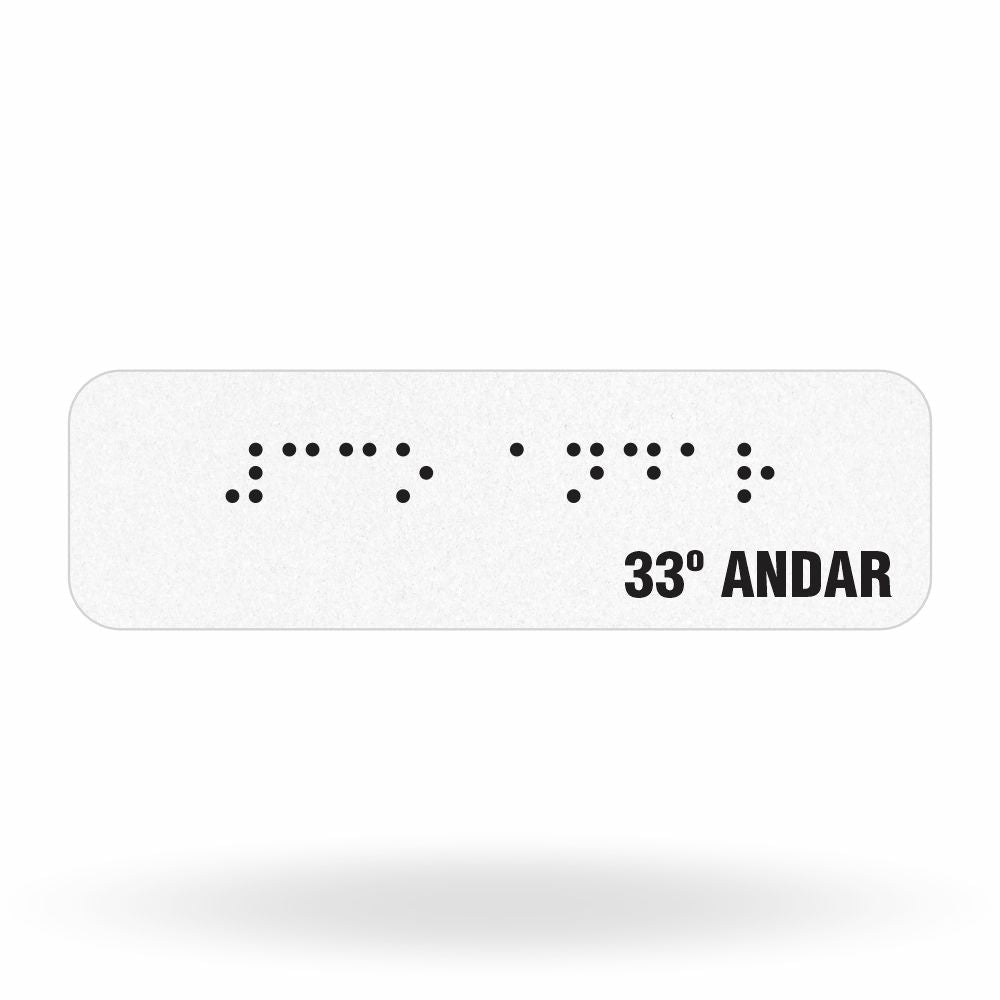 Sinalização Tátil "33º Andar" para Corrimão em Adesivo Refletivo com Braille 10x3 cm