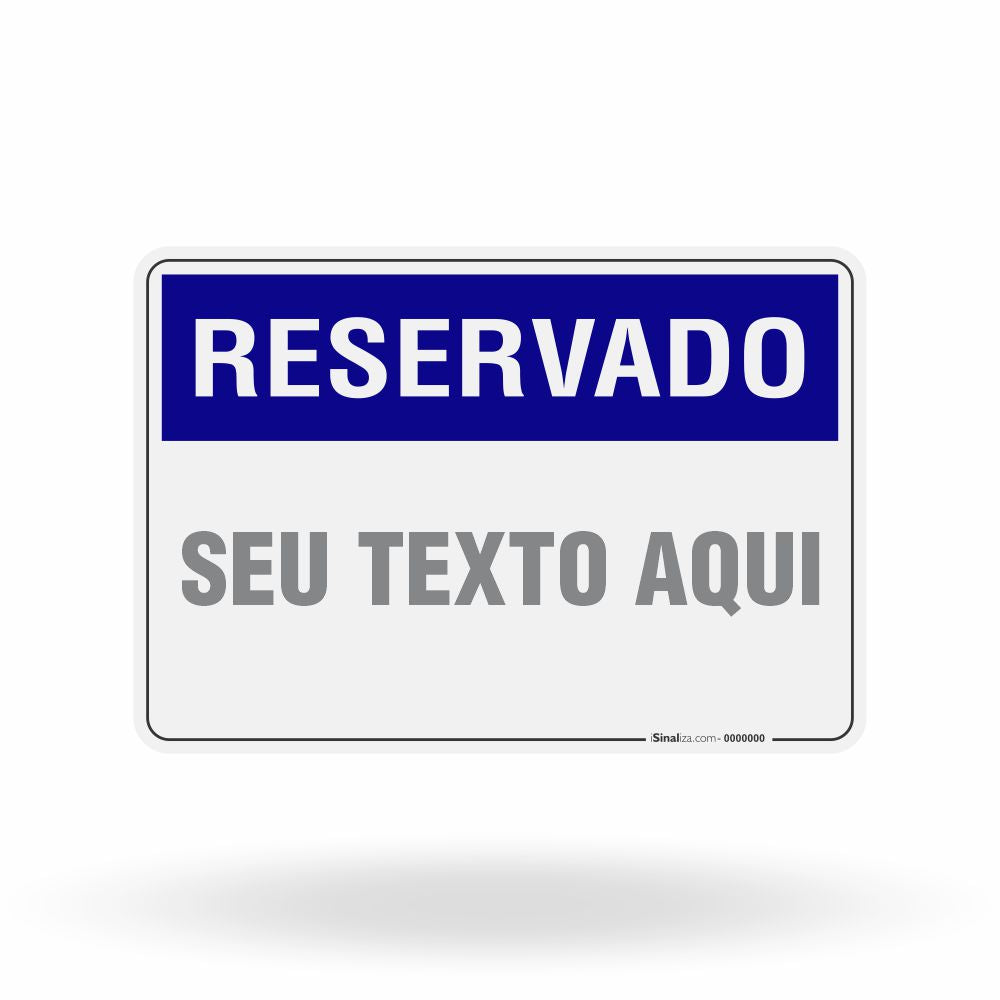 Placa Reservado Personalizada - Organização e Exclusividade
