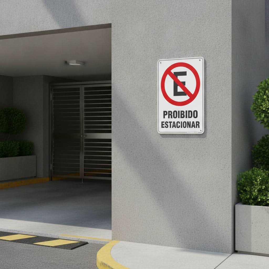 Placa "Proibido Estacionar" para Condomínios