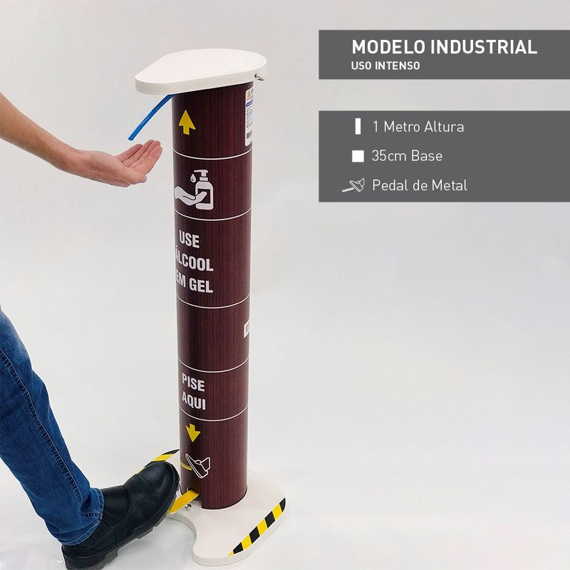 Totem Álcool Gel 3 Litros Compacto Modelo Industrial