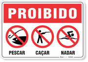 Placa Proibido Pescar Caçar E Nadar